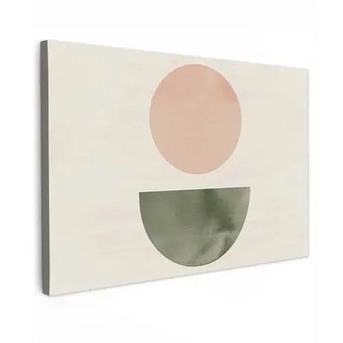 Modern - Roze - Groen - Natuur - Geometrisch - Vormen canvas 2cm klein -z3d
