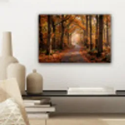 Bospad - Herfstbos - Bladeren - Oranje - Nostalgisch canvas 2cm klein -sfeer6