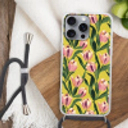 Tulpen - Botanisch - Geel Hoesje iPhone 16 Pro Max met koord klein 804 -sfeer4