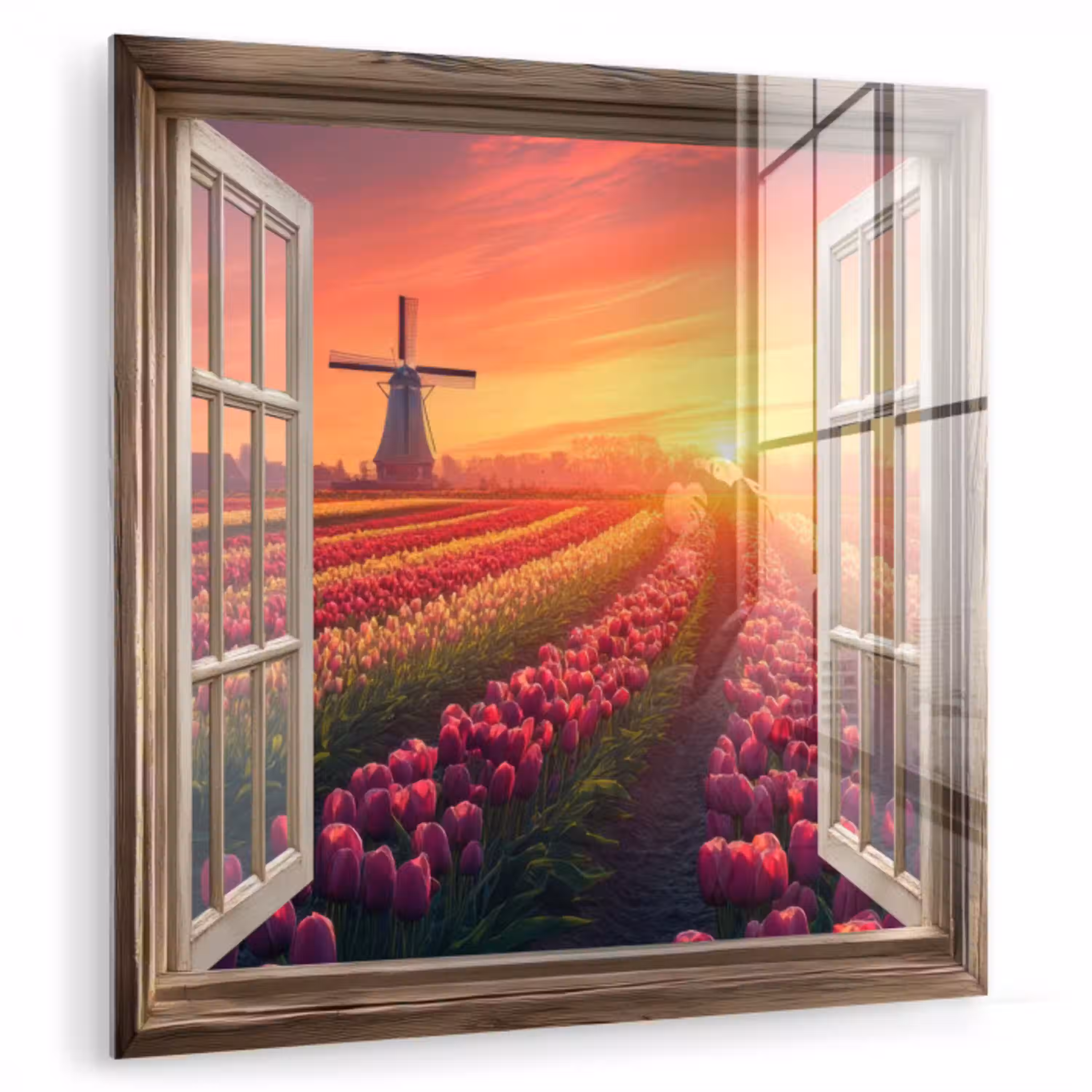 Doorkijk - Tulpen - Zonsondergang - Bloemen - Kleurrijk plexiglas 5mm klein -zzzproduct_nieuw