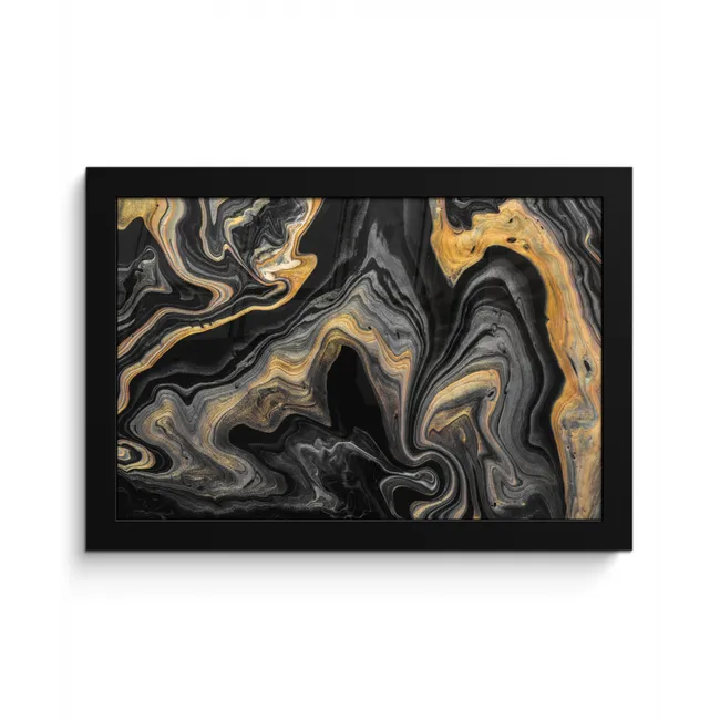 Marmer - Acryl - Goud - Luxe - Abstract fotolijst zwart zonder passe partout klein -3d