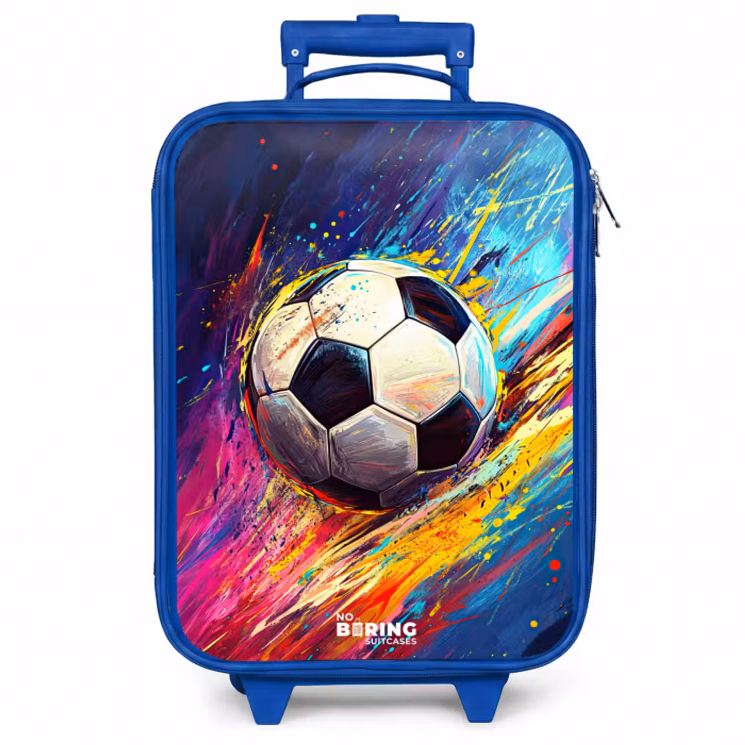 Kinderkoffer Blau - Neon - Fußball - Farbenfroh