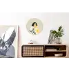 Vrouw - Bloem - Geel - Minimalistisch Wandcirkel aluminium klein -kantoor