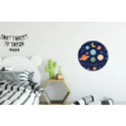 Ruimte - Planeten - Kleurrijk Wandcirkel aluminium klein -kinderkamer