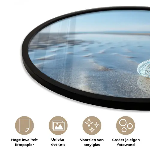 Strand - Schild - Water - Blauw Fotolijst rond zonder passe partout klein -closeup_NL