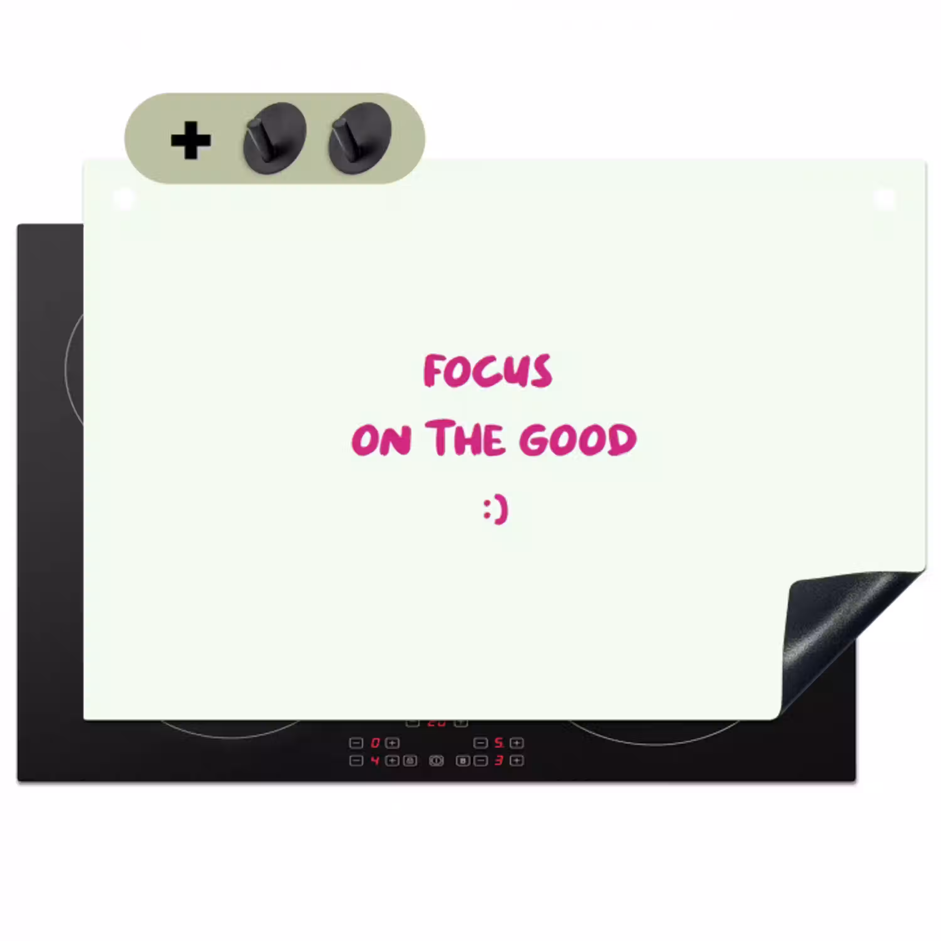 Focus - Beige - Roze - Smiley Inductie beschemer met haakjes klein -3d