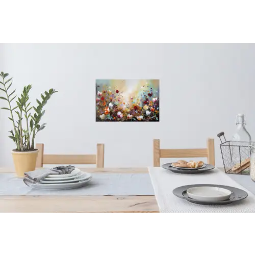 Olieverf - Bloemen - Kleurrijk - Natuur Muursticker klein -eettafel