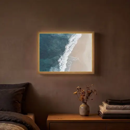 Strand - Zee - Golven Light Box met batterij (Wandlamp) middel -sfeer4