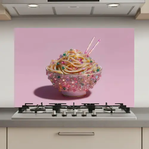 Noodles - Edelstenen - Stokjes - Roze keuken achterwand spatscherm klein -3d_website