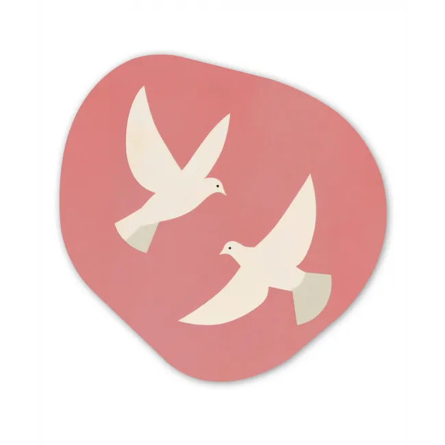 Duiven - Wit - Sierlijk Wandcirkel Organisch Forex 3mm klein -3d