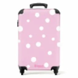 Roze achtergrond met witte stippen NBS - Handbagage koffer - Unisex middel -productfoto_recht