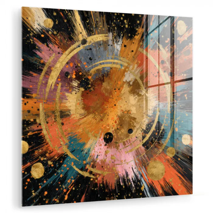 Explosie - Verfstructuur - Goud - Abstract plexiglas 5mm klein -zzzproduct_nieuw