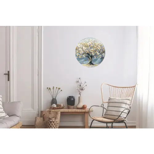Boom - Winter - Levensboom - Modern - Goud Wandcirkel aluminium klein -woonkamer