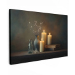 Kaarsen - Stilleven - Rustiek - Boeken Tuinposter op houten frame 2 cm dik klein -3d