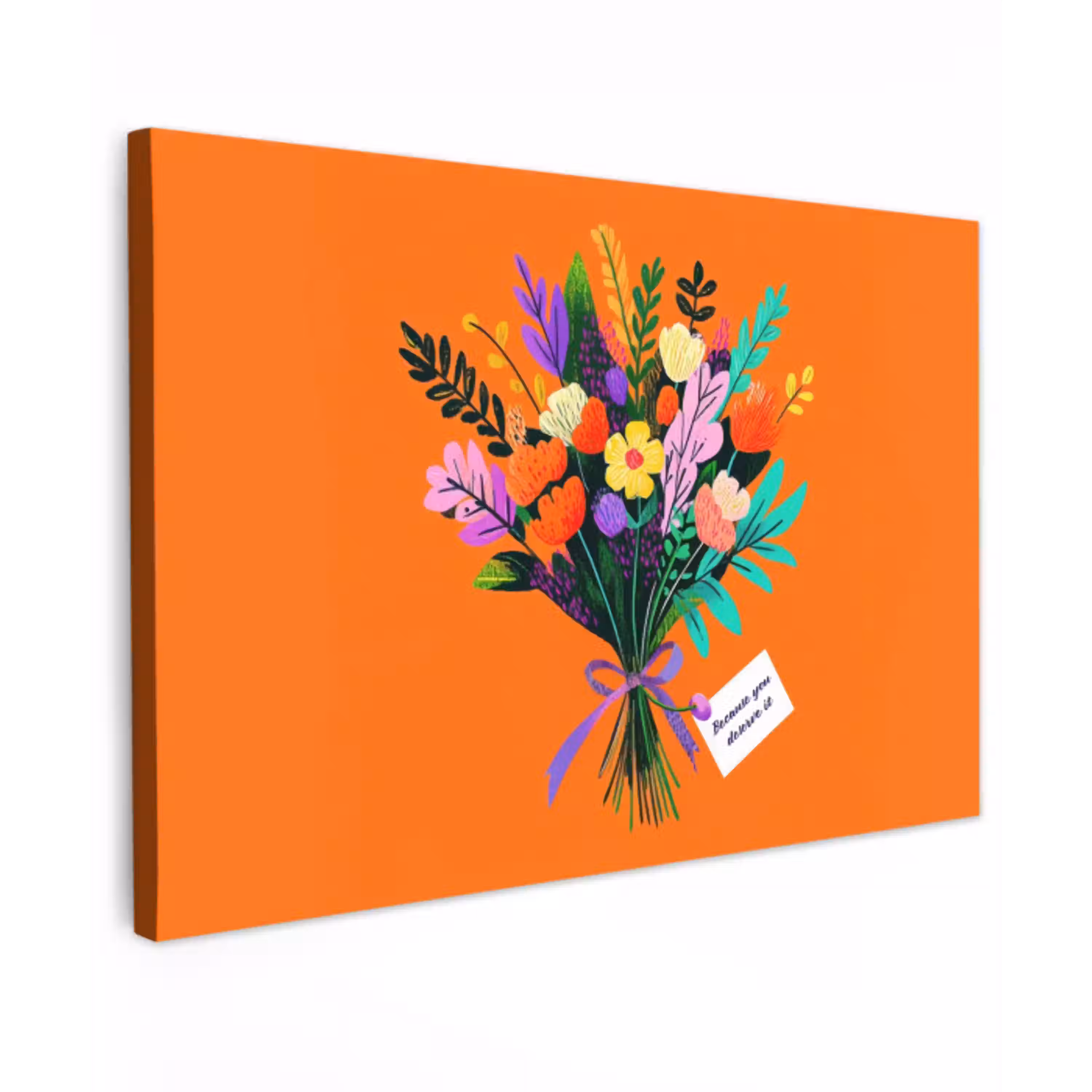 Kaartje - Boeket - Bloemen Tuinposter op houten frame 2 cm dik klein -3d