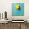 Ballon - Geel - Smiley aluminium wit klein -sfeer1