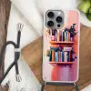 Planken - Boeken - Bladeren Hoesje iPhone 16 Pro Max met koord klein -sfeer4
