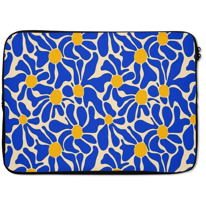 Abstract - Bloem - Blauw laptophoes neopreen klein 279 -zkaufland3dotto
