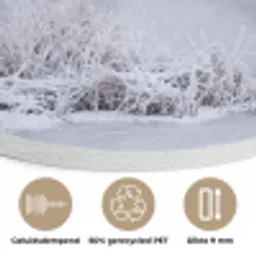 Rivier - Sneeuw - Bos - Winter - Schilderachtig Akoestische PET Vilt - Rond klein -closeup_NL