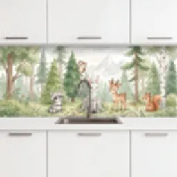 Bos - Dieren - Groen keuken achterwand 2 middel -3d