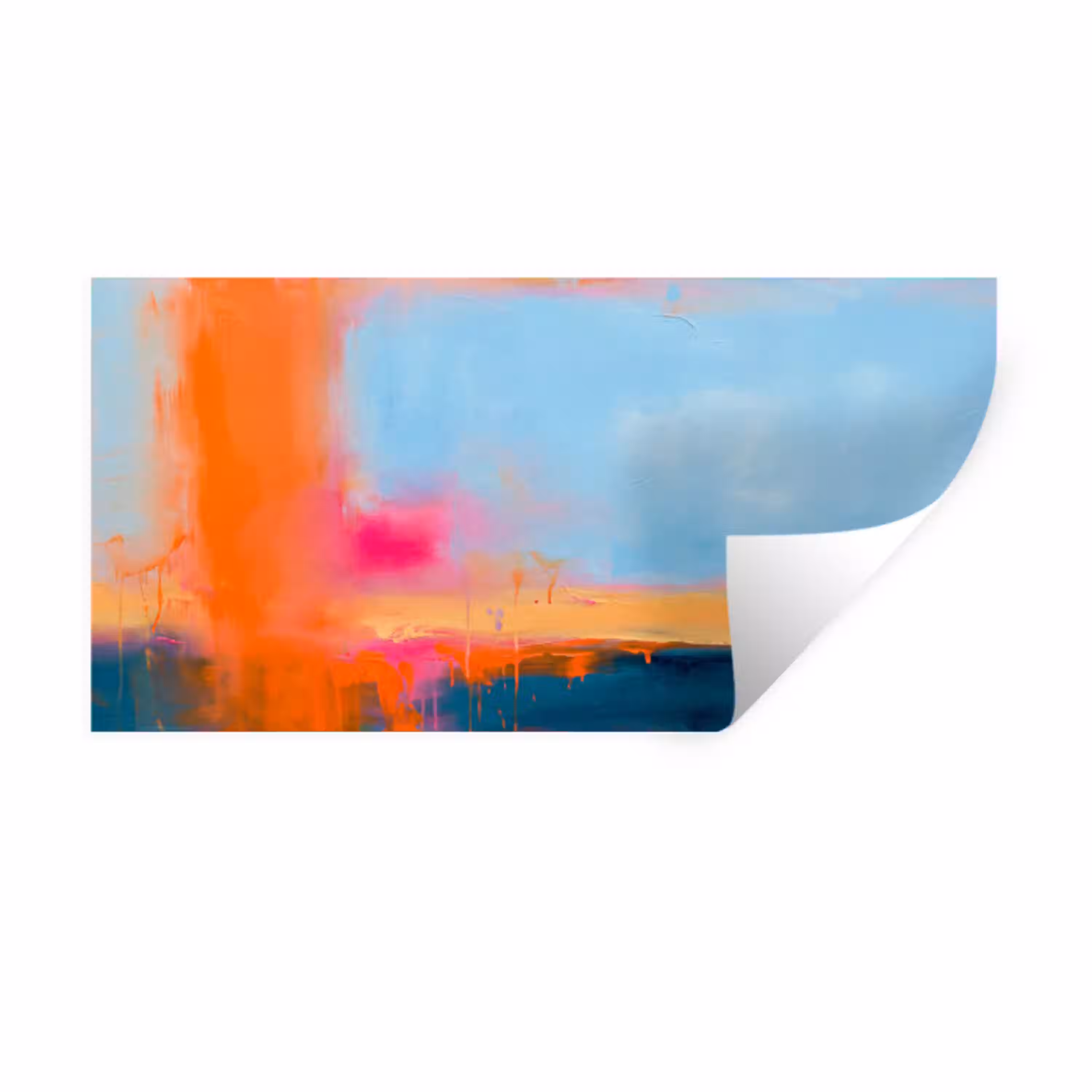 Abstract - Kleurvlakken - Modern - Oranje - Blauw Muursticker klein -3d