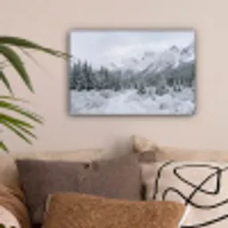 Weg - Bergen - Sneeuw - Naaldbos - Avontuurlijk canvas 2cm klein -sfeer1