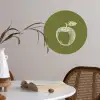 Lijntekening - Appel - Olijfgroen - Blaadje Wandcirkel behangsticker klein -sfeer3
