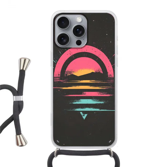 Cirkel - Abstract - Roze Hoesje iPhone 16 Pro Max met koord klein -3d