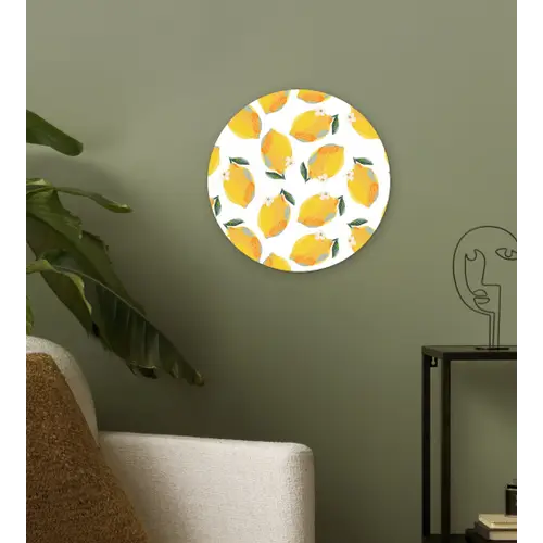 Citroenen - Witte - Bloemen Wandcirkel plexiglas klein 852 -sfeer3