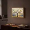 Boom - Bloemen - Goud - Beige Light Box met batterij (Wandlamp) middel -sfeer1