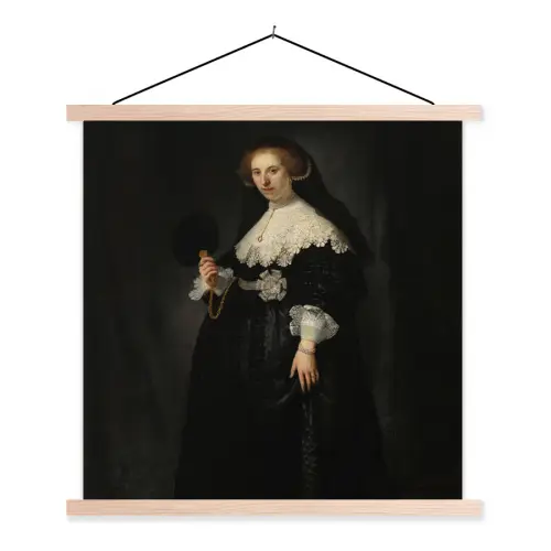 Het huwelijksportret van Oopjen Coppit - Rembrandt van Rijn textielposter latten blank klein -3d