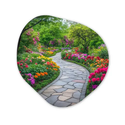 Park - Bloemen - Tuin Wandcirkel Organisch Plexiglas middel -3d
