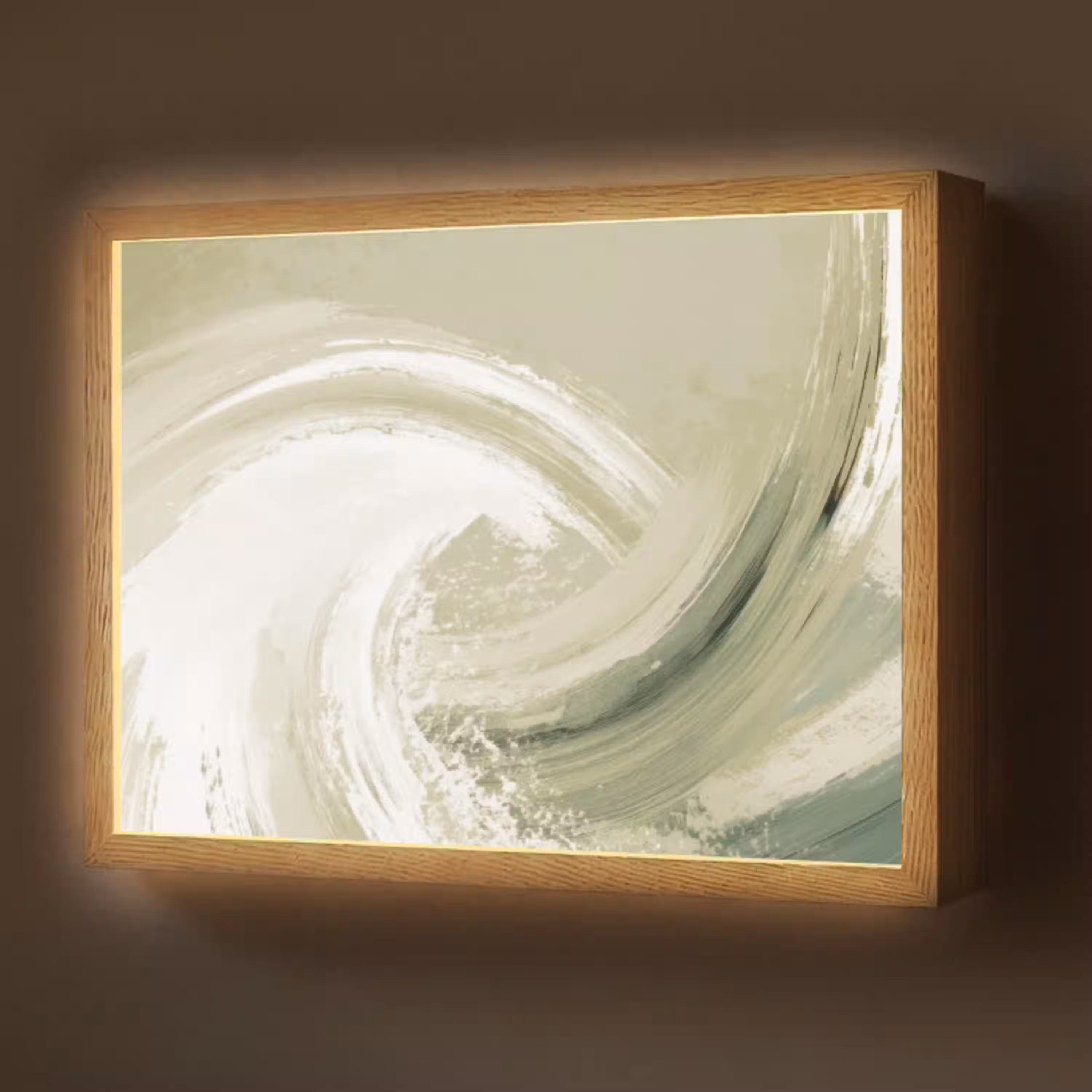 Abstract - Penseelstreken - Golven - Groen Light Box met batterij (Wandlamp) middel -z3d_website