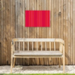 Verticaal - Strepen - Roze Tuinposter op houten frame 2 cm dik klein 845 -sfeer4