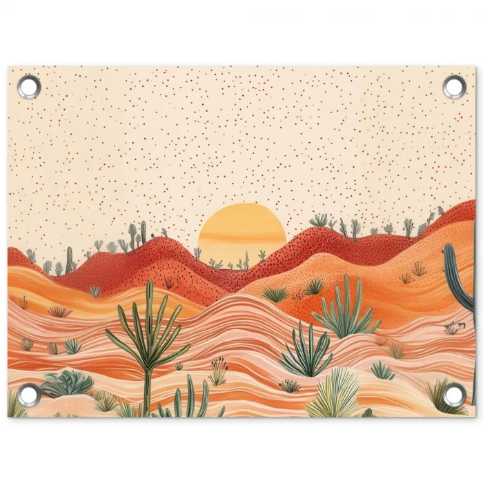 Landschap - Heuvels - Zonsondergang tuinposter los doek klein -3d