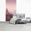 Landschap - Mistig - Roze fotobehang vinyl groot -slaapkamer
