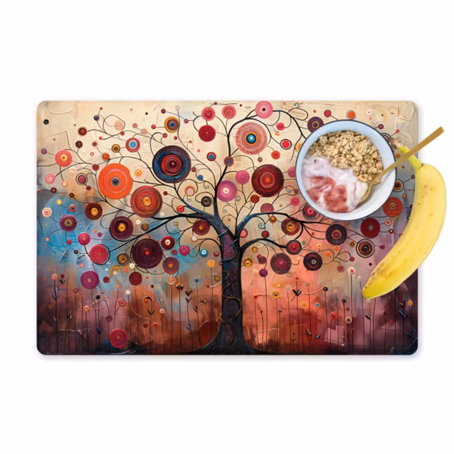 Placemat - 6 stuks - Boom - Paars - Abstract - Kunst