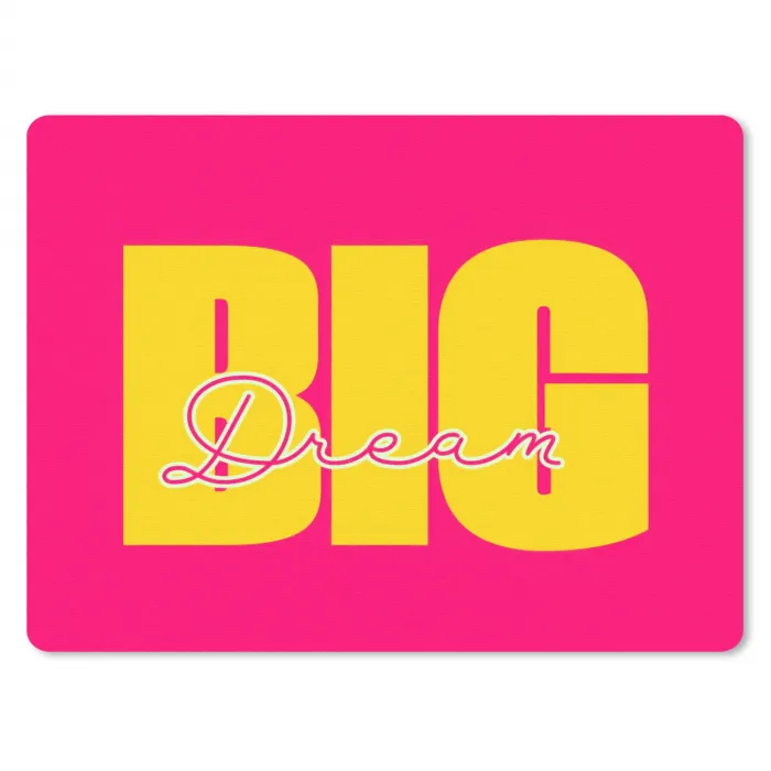 Dream big - Roze - Geel - Minimalistisch muismat rubber klein -3d