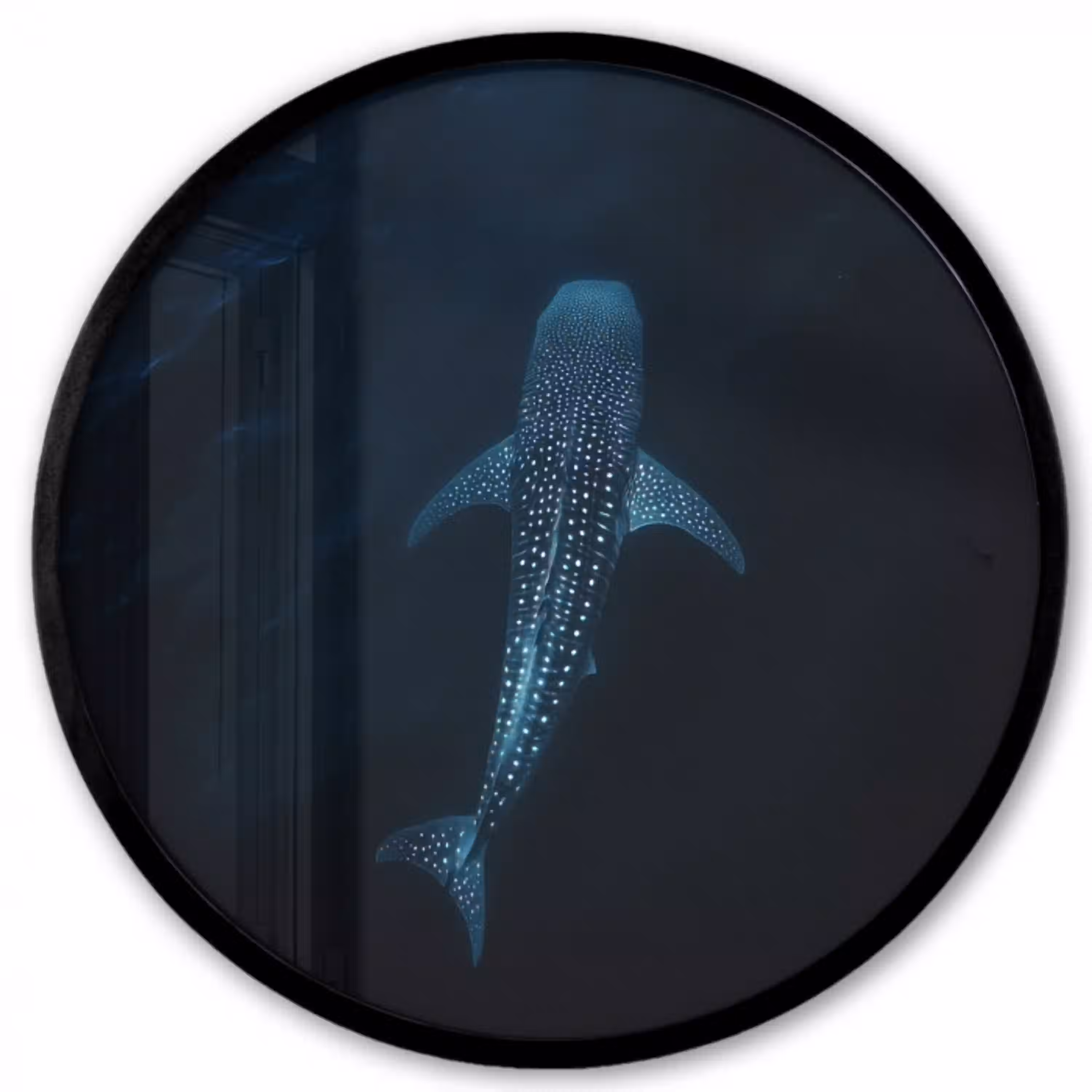 Oceaan - Walvishaai - Donkerblauw - Vlekken Fotolijst rond zonder passe partout klein -3d