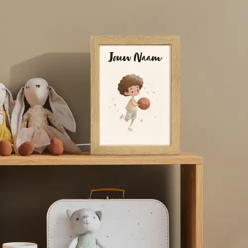 Beige - Jongen - Stippen - Basketbal Light Box met kabel (Kinderlampje) klein -sfeer2_kind