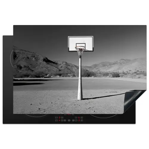 Basketbalpaal - Landschap - Zand - Wit Inductie beschermer vinyl 3mm klein -3d