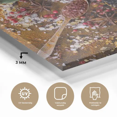 Specerijen - Kruiden - Lepels - Zout - Bruin - Keuken plexiglas 5mm klein -sfeer2