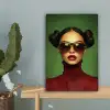 Vrouw - Groen - Bril - Aesthetic - Modern canvas 2cm klein -sfeer4