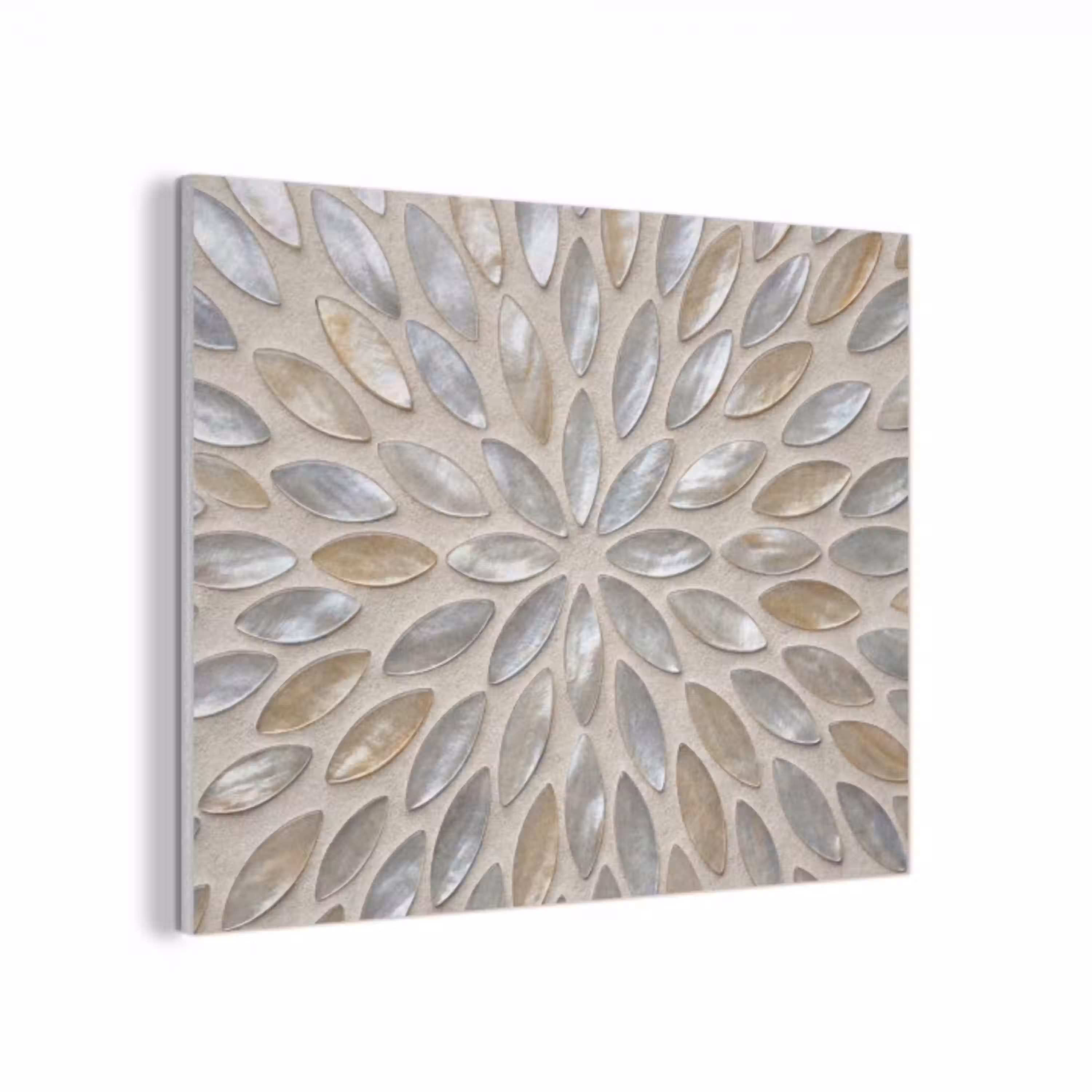 Patroon - Ovaal - Glanzend - Abstract - Beige PET vilt klein -3d