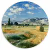 Landschap - Strobalen - Bergen - Wolken Wandcirkel kunststof plaat 5mm dik klein -3d