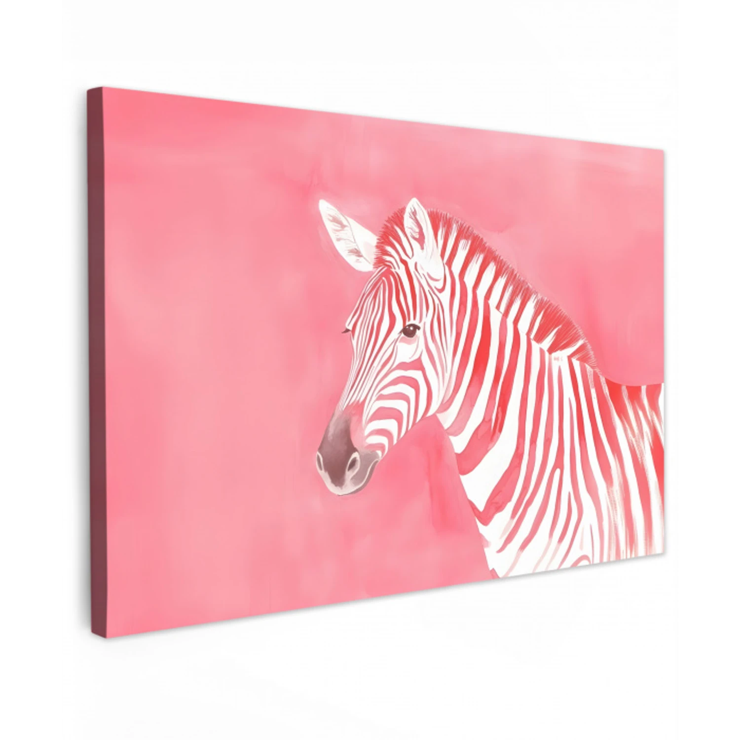 Zebra - Pink - Verf Tuinposter op houten frame 2 cm dik klein -3d