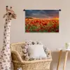 Zonsondergang - Klaprozen - Rood - Bloemen - Veld - Natuur Wandkleed katoen klein -wsfeer5_kind