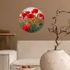 Klaproos - Bloemen - Rood - Paars - Weide Wandcirkel behangsticker klein -sfeer1
