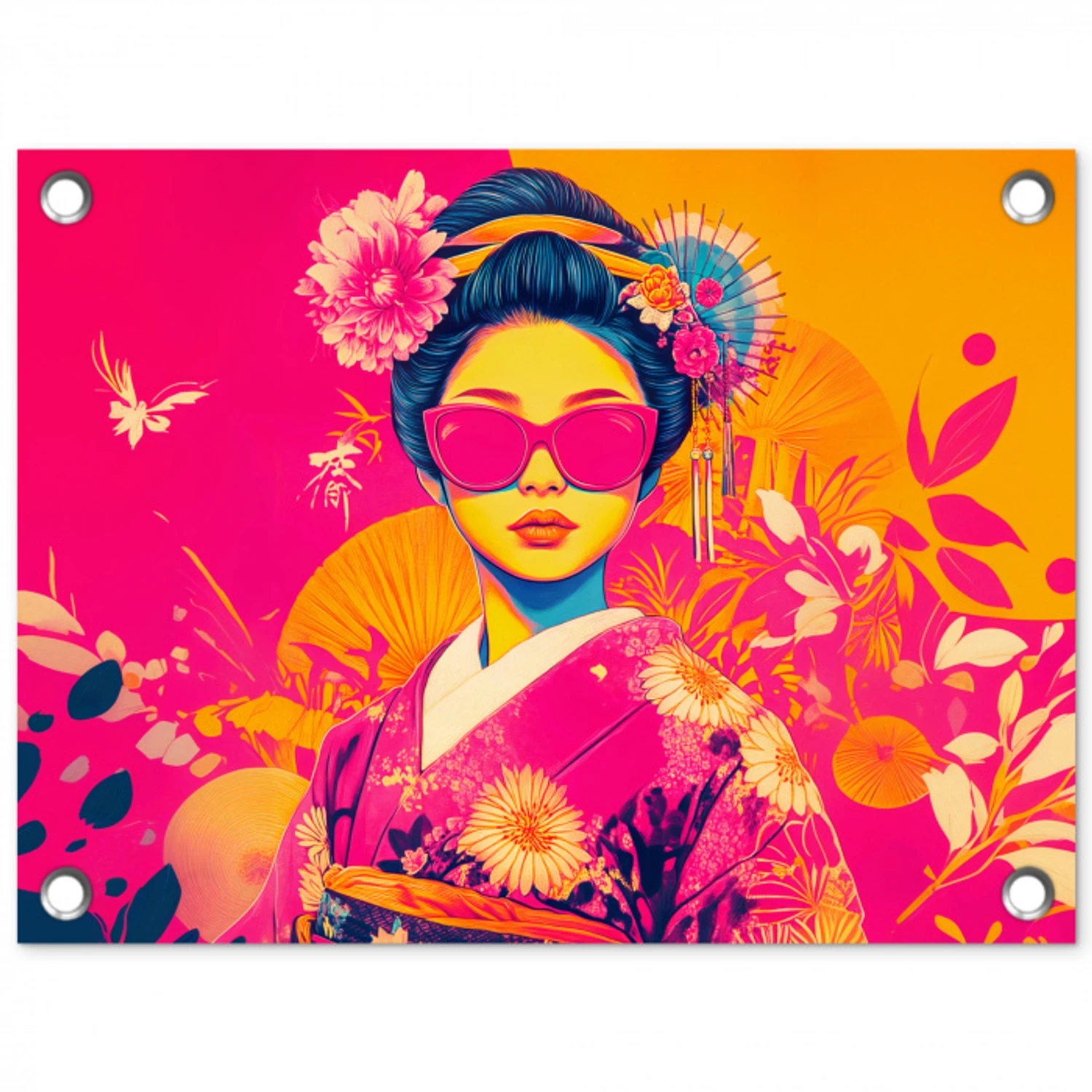 Vrouw - Zonnebril - Abstract - Oranje tuinposter los doek klein -3d