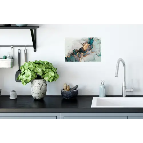 Blauw - Marmer - Goud Muursticker klein -keuken
